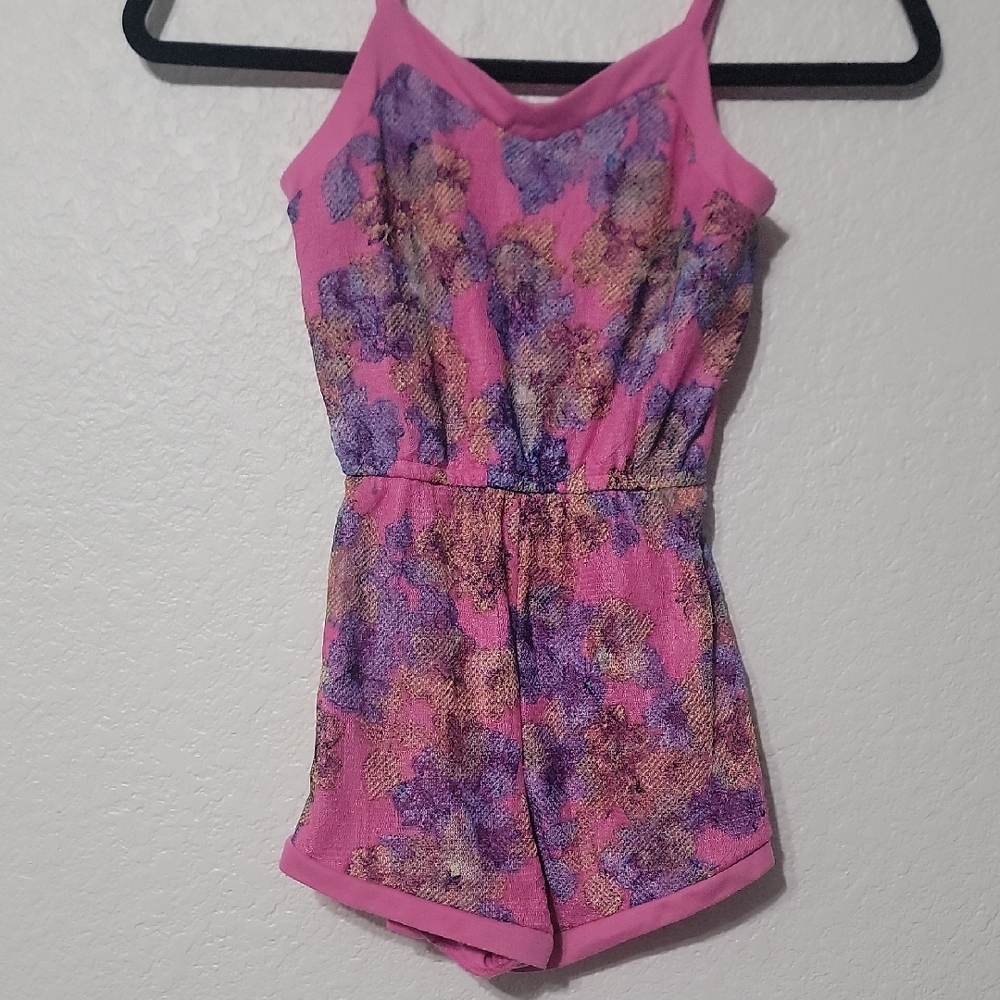 love, Fire Pink and Purple Kids Romper